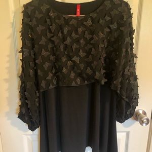 IC by Connie K Black Butterfly Applique Tunic Sz L